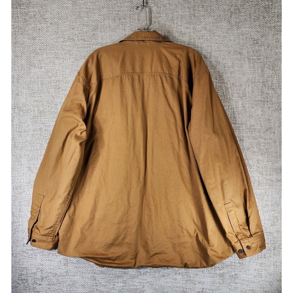 LL‎ Bean Field Shirt Jacket Mens XL Tan Plaid Flannel Lined Double Pocket Chore - Picture 8 of 12
